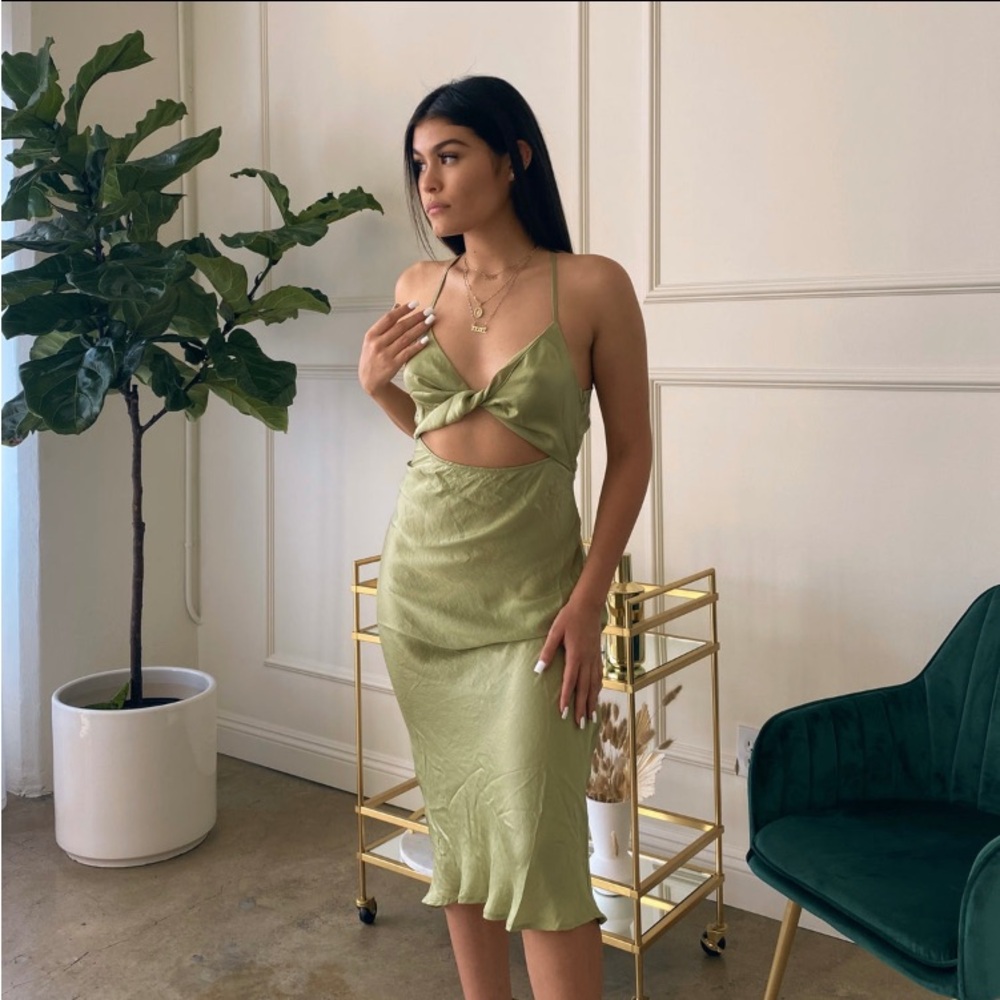 Green cut out dress